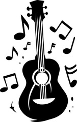 Black and white music store logo vector illustration