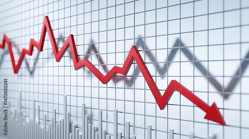Poster understanding the dynamics of market downturns analyzing economic trends and chart patterns of decre