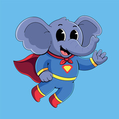 Elephant Superhero Cartoon Illustration