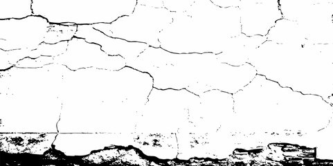 Dust or old grunge concrete building damaged grunge wall black and white texture effect white background.	