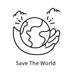 Save The World  Vector Outline Style Icon. Eps 10 File