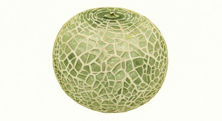 Green netted melon watercolor illustration