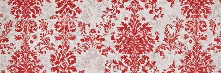Bold red damask, white backdrop  Vintage wallpaper detail , retro, wall, white