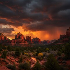 Naklejka premium Crimson Storm's Embrace