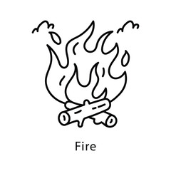 Fire Vector Outline Style Icon. Eps 10 File