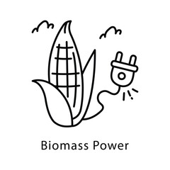Biomass Power Vector Outline Style Icon. Eps 10 File