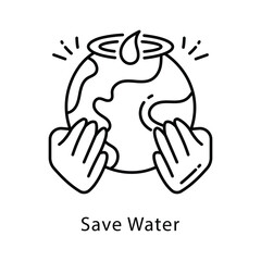 Save Water Vector Outline Style Icon. Eps 10 File