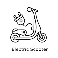 Electric Scooter Vector Outline Style Icon. Eps 10 File