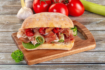 Ciabatta with cured parma and tomato