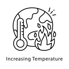 Increasing Temperature Vector Outline Style Icon. Eps 10 File