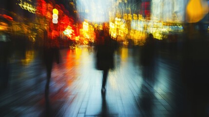 Abstract Blurred Cityscape with Motion Blur and Bright Lights