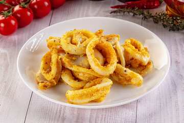 Roasted squid rings snack appetizer
