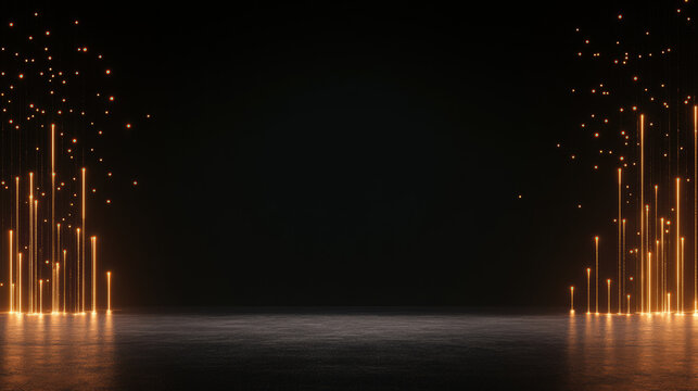 Modern stage luxury award background with glowing golden lights