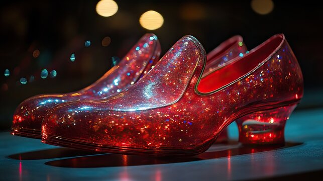 Ruby slippers are recreated for a theatrical performance, bringing a beloved fairy tale to the stage, a feeling of fantasy and the magic of theater