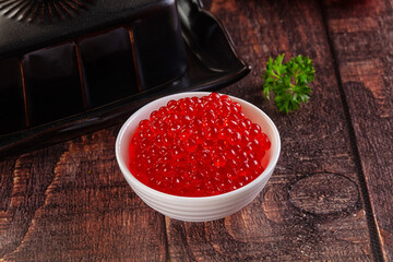 Salmon red caviar in the bowl