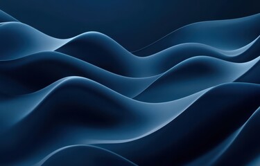Obraz premium Deep navy blue, flowing, wavy, abstract forms, creating a sense of movement and depth. Soft, smooth surfaces, creating a mesmerizing visual effect