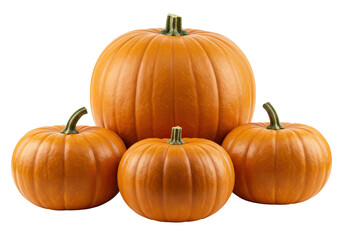 Fototapeta premium Four pumpkins isolated on transparent background
