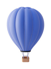Obraz premium Blue hot air balloon illustration with simple design, cut out - stock png.