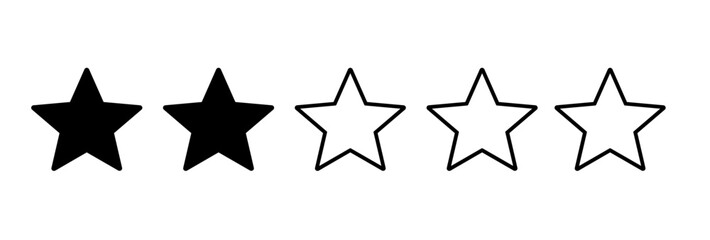 Two Stars Rating. Vector graphic illustration for any purposes.