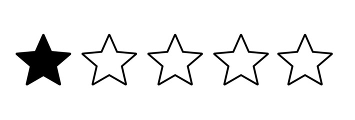 One Stars Rating. Vector graphic illustration for any purposes.