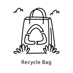 Recycle Bag Vector Outline Style Icon. Eps 10 File
