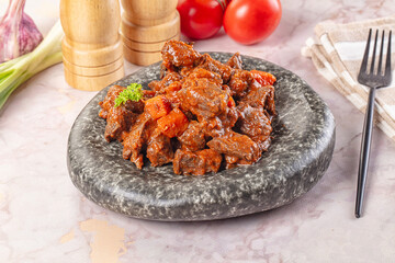 Hungarian goulash with beef meat