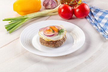 Beefsteak chop with roasted egg