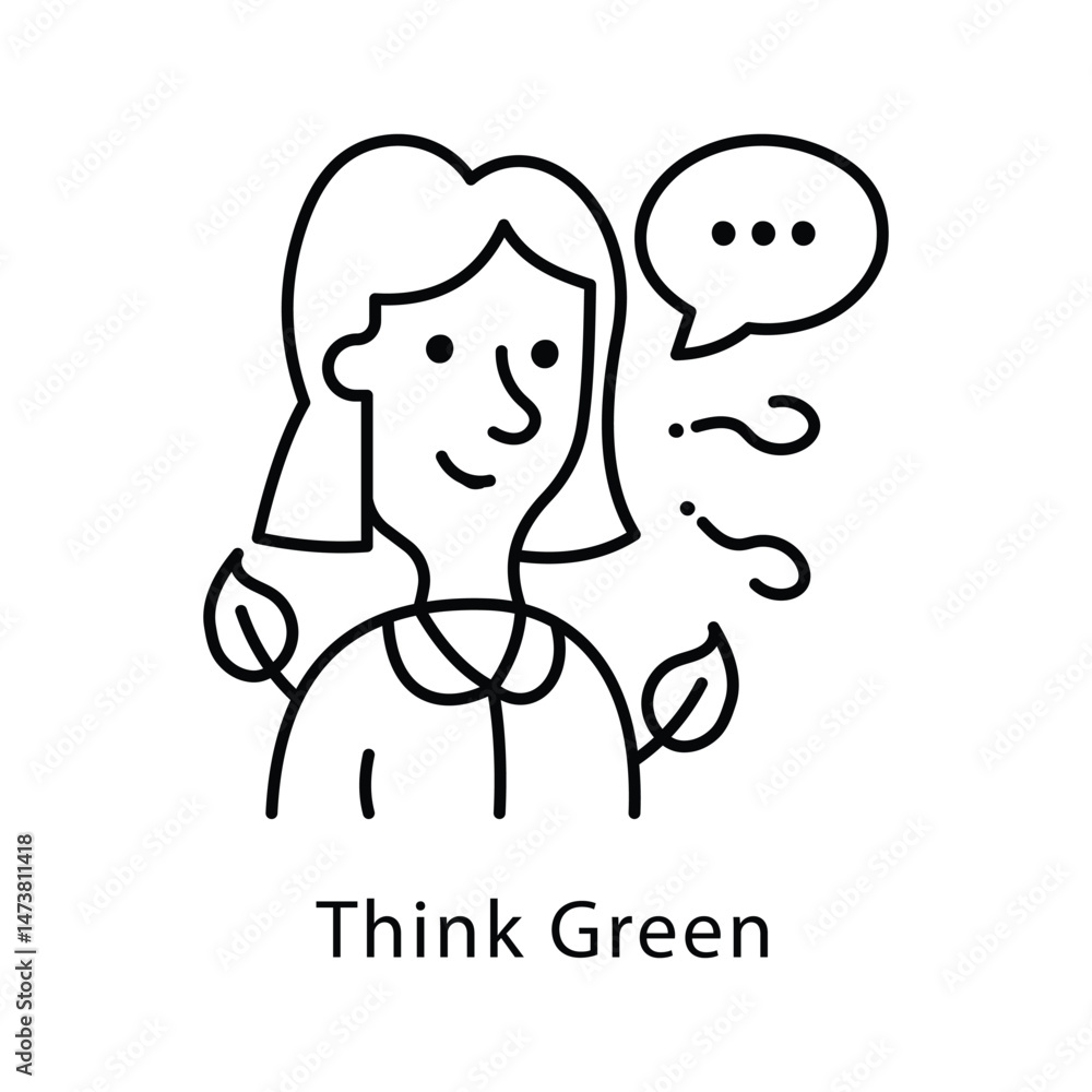 Poster think green vector outline style icon. eps 10 file