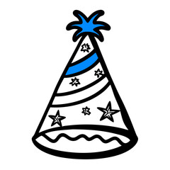 Festive Hanukkah party hat with blue and white design  