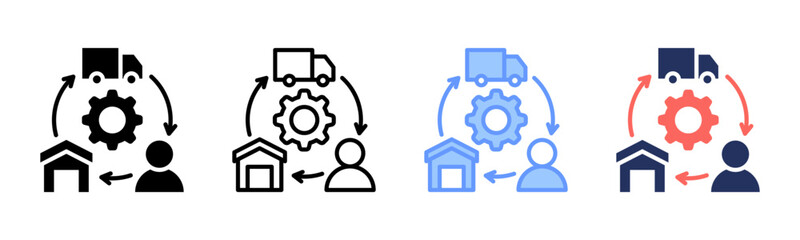 Supply Chain Optimization icon sheet multiple style collection