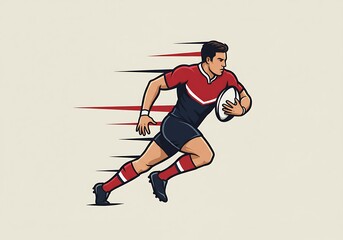 Obraz premium Rugby Rush: Bold Lines, Bold Run AI Generated