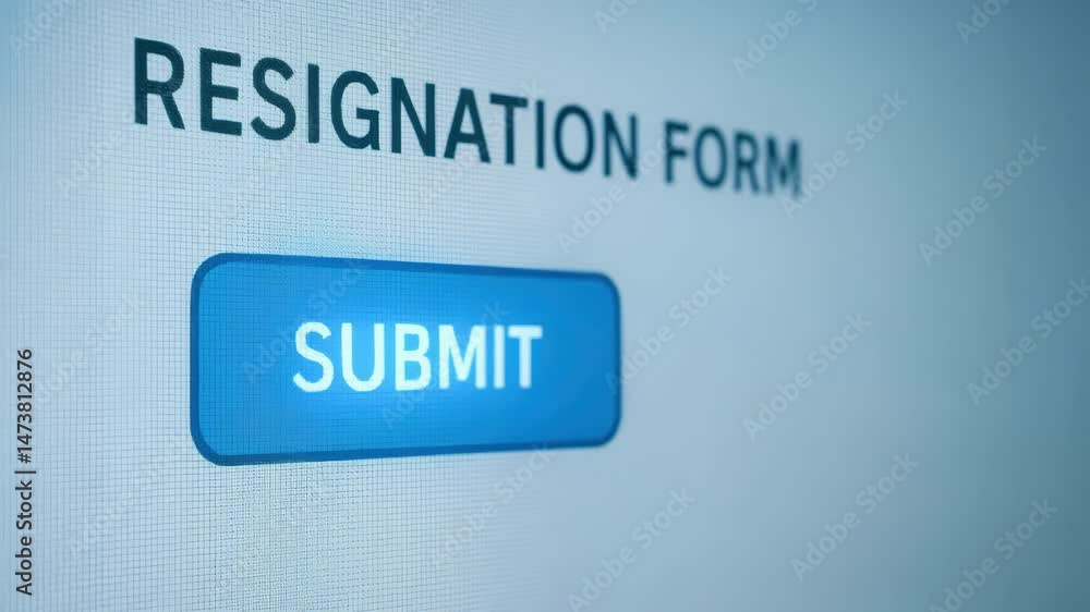 Aufkleber resignation form with submit button digital screen for termination decision process professional env