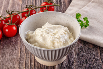 Italian delicous stracciatella young soft cheese