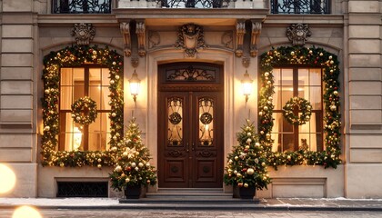 Obraz premium Christmas Eve at a Luxurious Brownstone