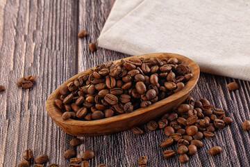 Roasted brown araboca coffee beans