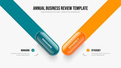 Product Briefing Two Option Infographic Slide Design. Visual Campaign Frame Layout Vector Illustration. Corporate Showcase 2 Element Diagram Slideshow Template.