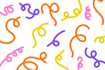 Fun colorful line doodle pattern. Creative style art children or childish skribble trendy design with basic lines and shapes.