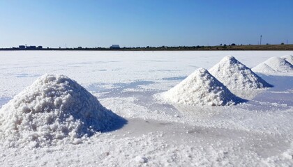 Obraz premium Salt production activity salt flats photography open landscape ground level natural resource management