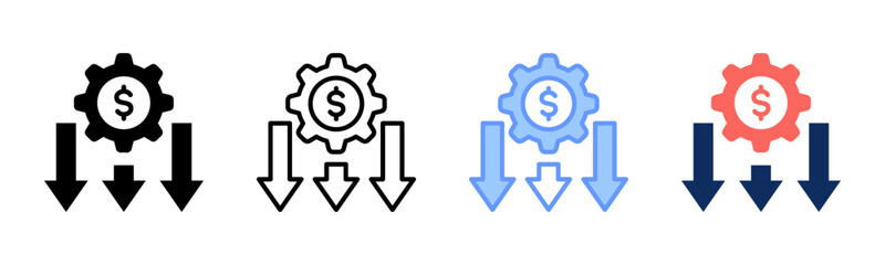 Obraz premium Depreciation icon sheet multiple style collection