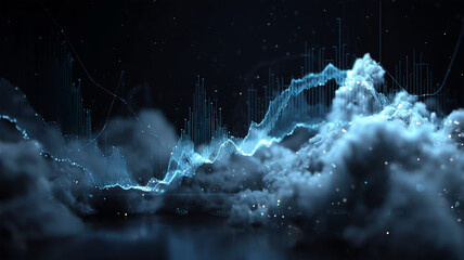 combination of cloud and line charts in data visualization shows the dynamic changes of complex data