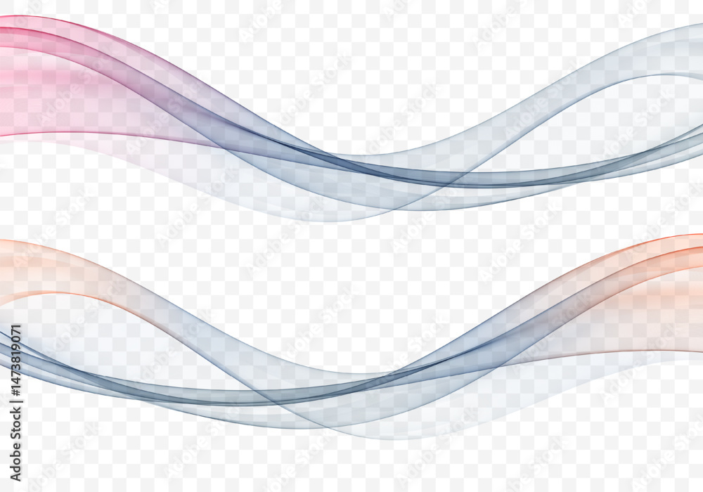 Poster set of vector abstract color waves, smoky, transparent, smooth design element. flow curve wave backg