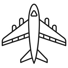 Airplane on Sky Outline for Travel-Themed Coloring Book Page Featuring Aviation and Cloud Elements