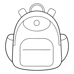Backpack Outline for Travel and School-Themed Coloring Book Page Featuring Bag and Adventure Elements