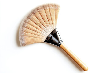 Soft-Bristle Fan Brush Used for Face Masks, Isolated on White