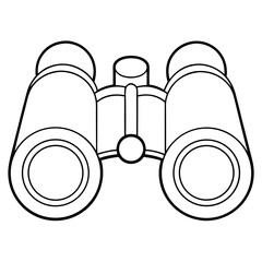 Binocular Outline for Exploration-Themed Coloring Book Page Featuring Outdoor and Observation Elements