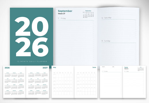 2026 12-Month Daily Planner Design