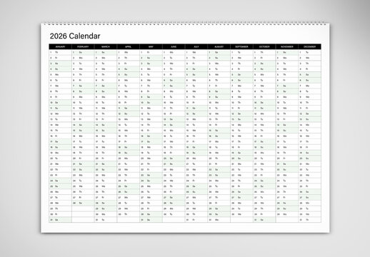 2026 Yearly Wall Calendar