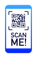 QR code scan phone sticker color style on white background for mobile app and payment vector