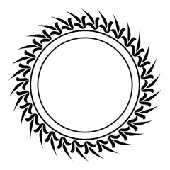 Black color floral frame logo icon vector design. 