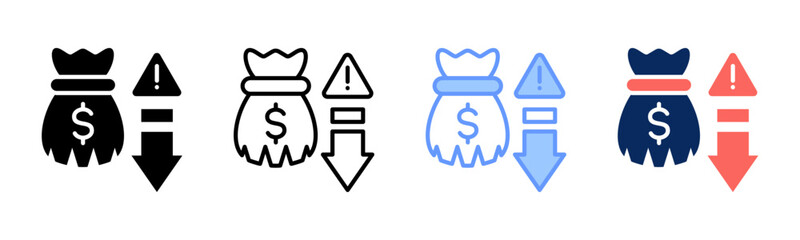 Money Crisis icon sheet multiple style collection